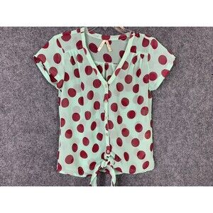 Truth Button Up Blouse Women S Tie Waist Polka Dots